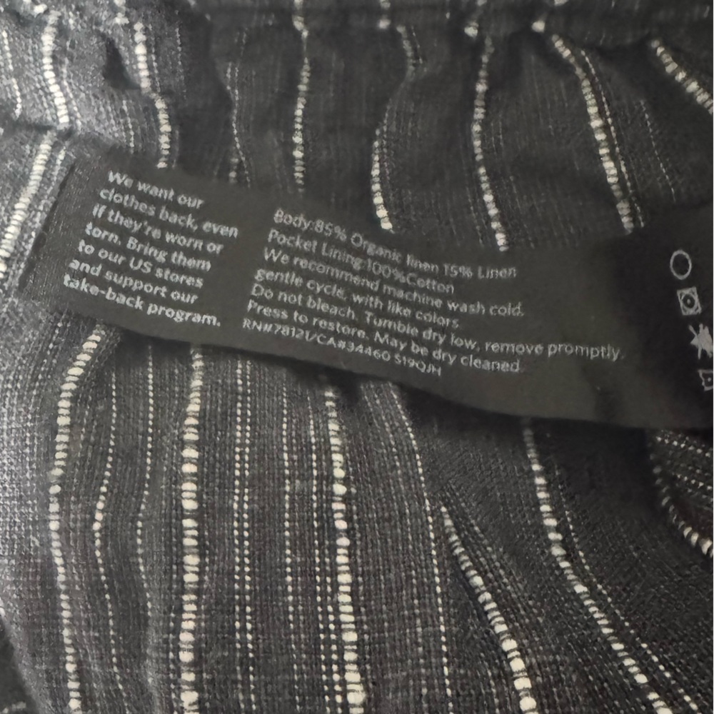 Eileen Fisher Delave Organic Linen Pull on High Rise Stripe Pants Larege P/S - Picture 7 of 8